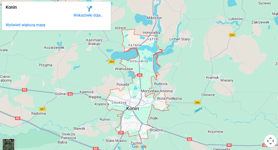 Warsztaty dla dzieci Konin mapa