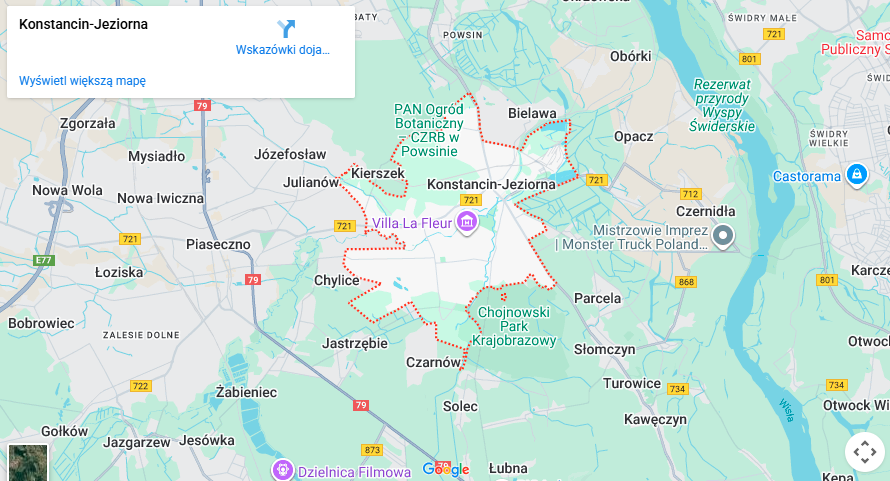 Warsztaty dla dzieci Konstancin-Jeziorna mapa