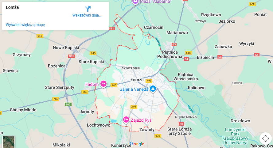 Warsztaty dla dzieci Łomża mapa
