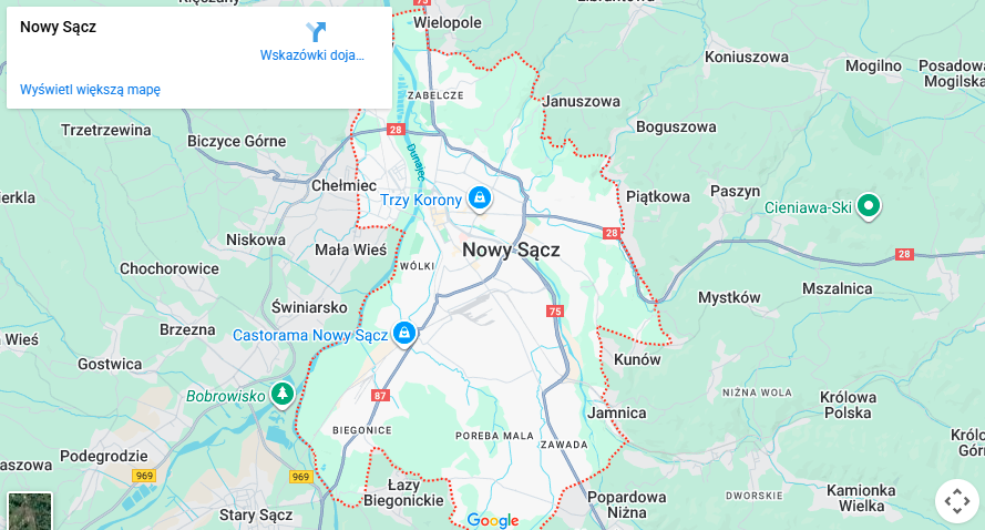 Warsztaty dla dzieci Nowy Sącz mapa