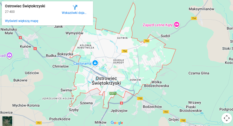 Warsztaty dla dzieci Ostrowiec Świętokrzyski mapa