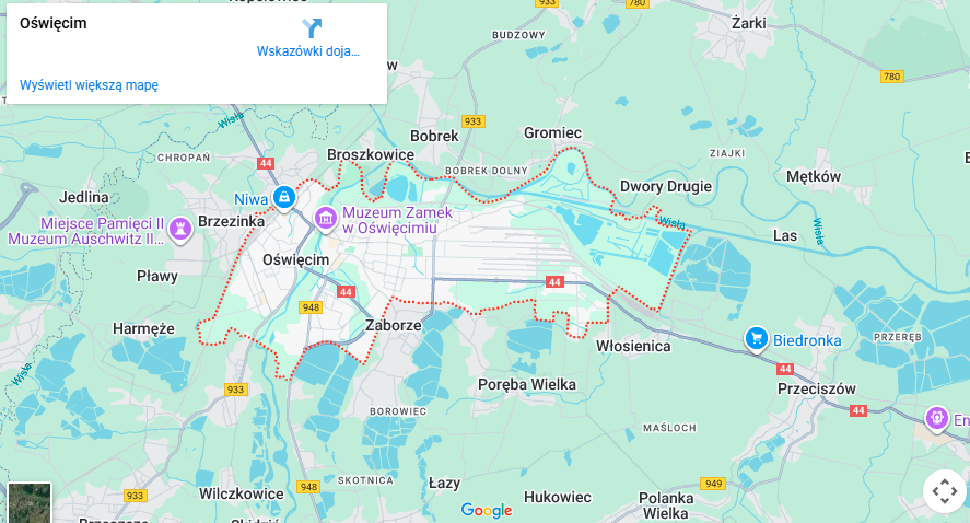 Warsztaty dla dzieci Oświęcim mapa