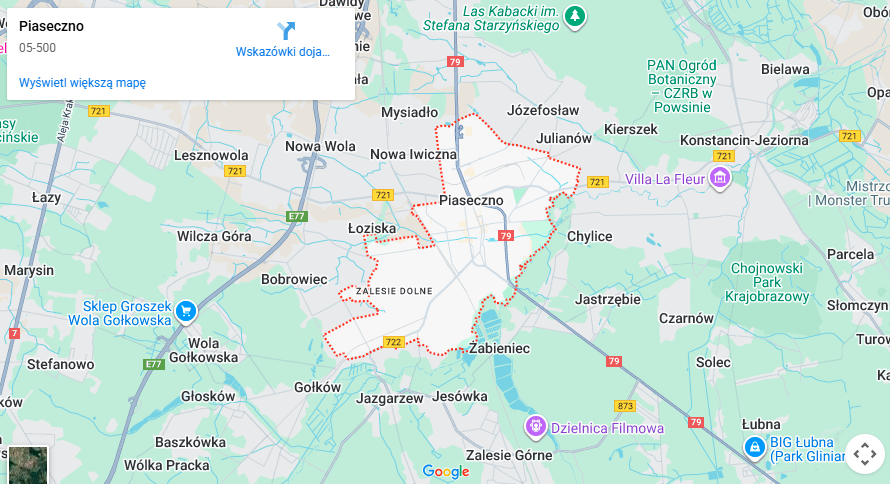 Warsztaty dla dzieci Piaseczno mapa
