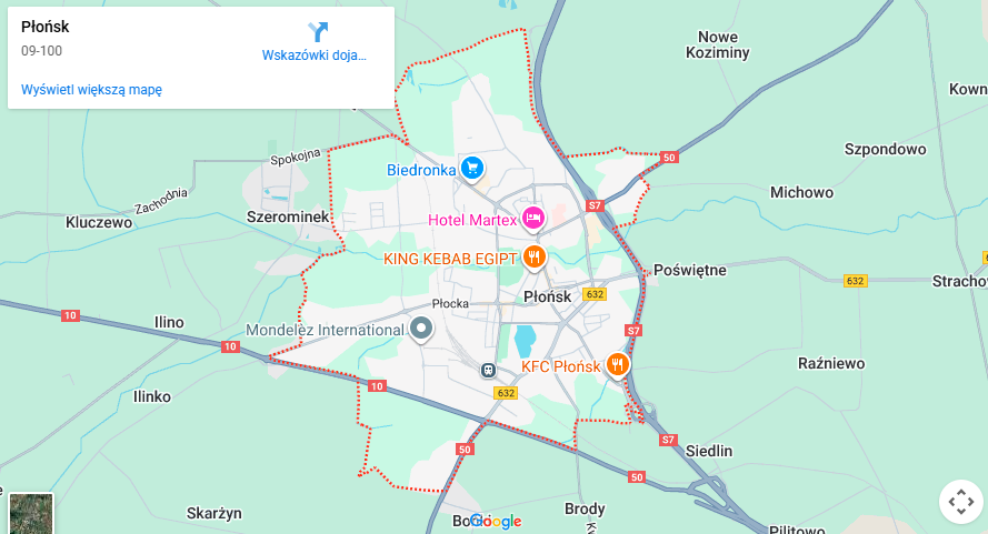 Warsztaty dla dzieci Płońsk mapa