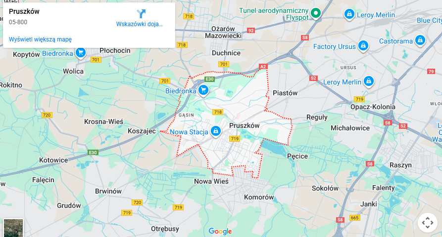 Warsztaty dla dzieci Pruszków mapa