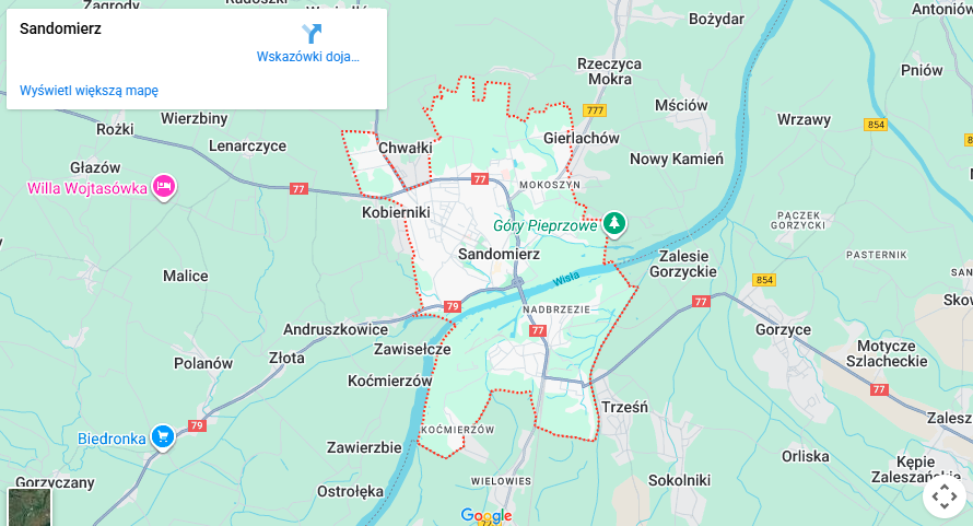 Warsztaty dla dzieci Sandomierz mapa
