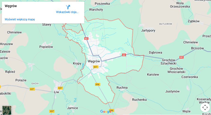 Warsztaty dla dzieci Węgrów mapa