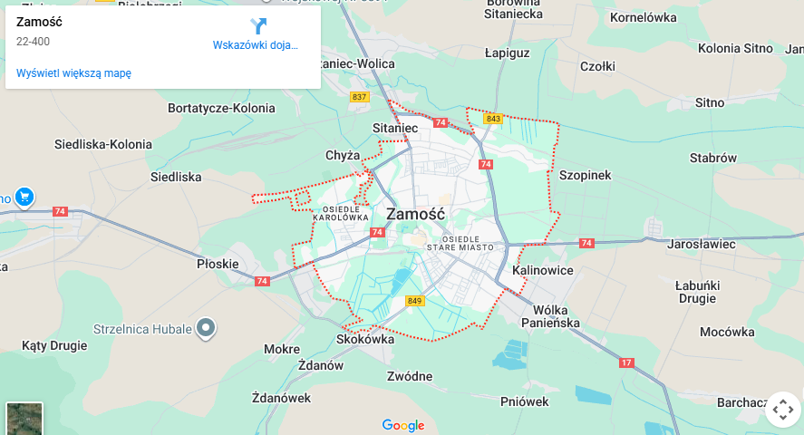 Warsztaty dla dzieci Zamość mapa