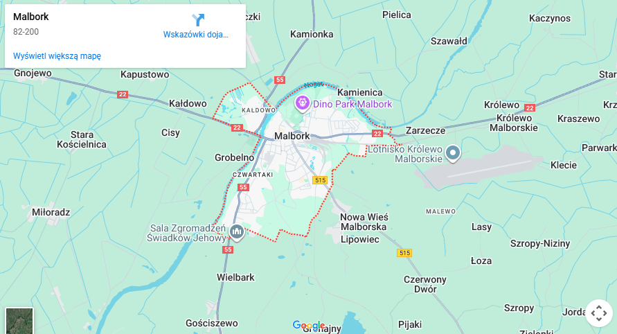 Warsztaty dla dzieci Malbork mapa