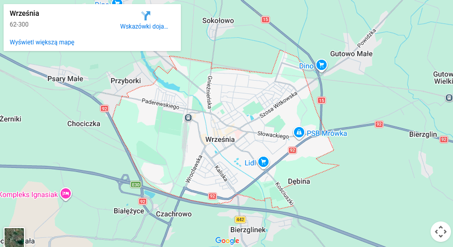 Warsztaty dla dzieci Września mapa