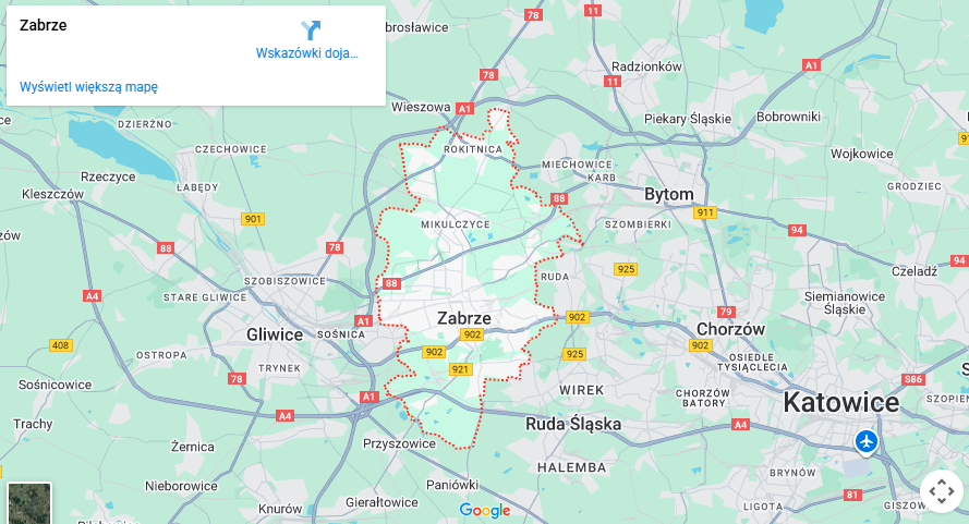 Warsztaty dla dzieci Zabrze mapa