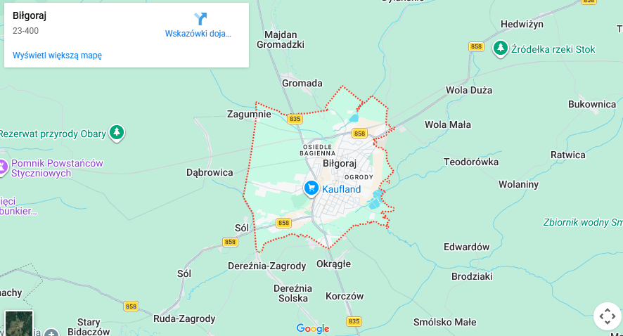 Warsztaty dla dzieci Biłgoraj mapa