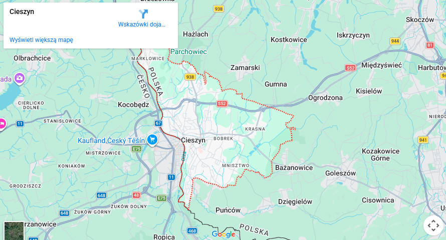 Warsztaty dla dzieci Cieszyn mapa