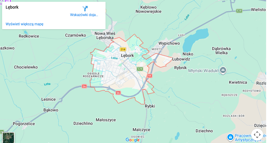Warsztaty dla dzieci Lębork mapa