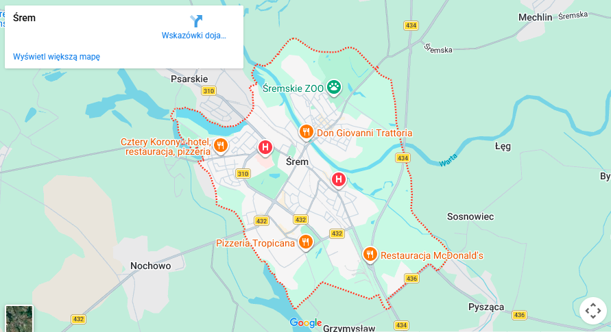 Warsztaty dla dzieci Śrem mapa