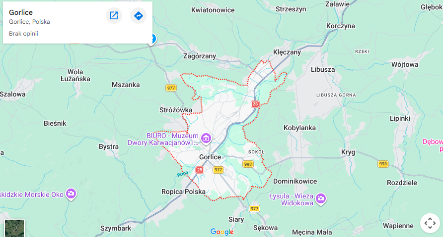 Warsztaty dla dzieci Gorlice mapa